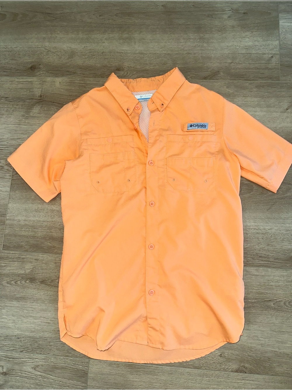 Columbia kids Short Sleeve Button-Down Shirt - Peach/Coral